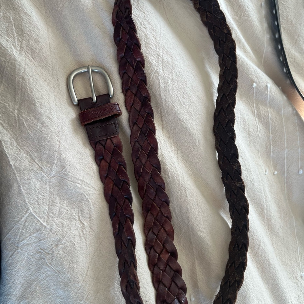 Braided Leather Belt in Rich Brown